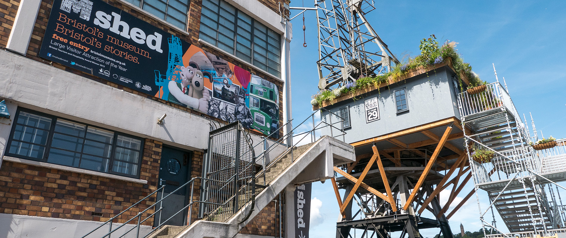 M Shed Bristol Harbour A view of M Shed museum and Bristol Cranes
